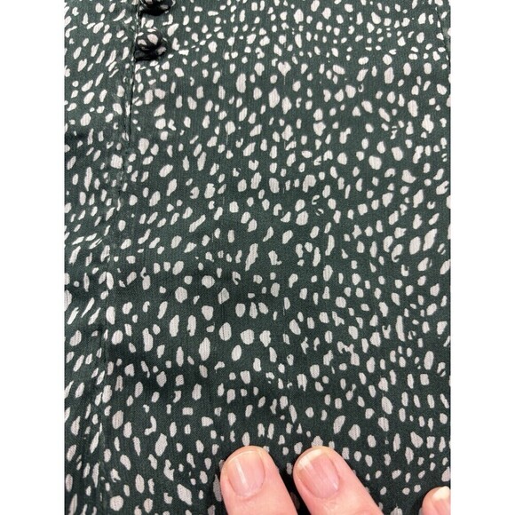 Joie Balloon Sleeve Dress Green Arctic Animal Print White Dot Medium Sheer - Picture 13 of 15